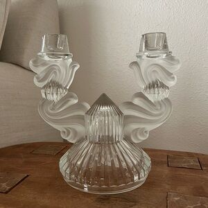 SOLD || Vintage art deco modernist glass candelabra
